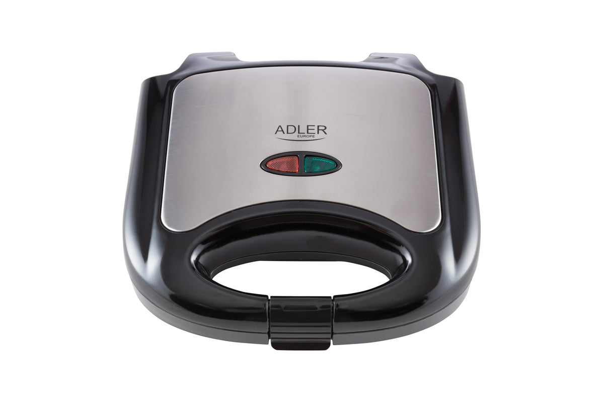 Adler AD 3015 Sandwichmaker schwarz / silber 750 Watt mit Backampel