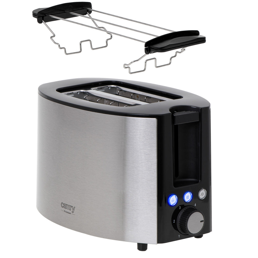 Camry CR 3215 Toaster Edelstahl mit Brötschenaufsatz LED Funktion