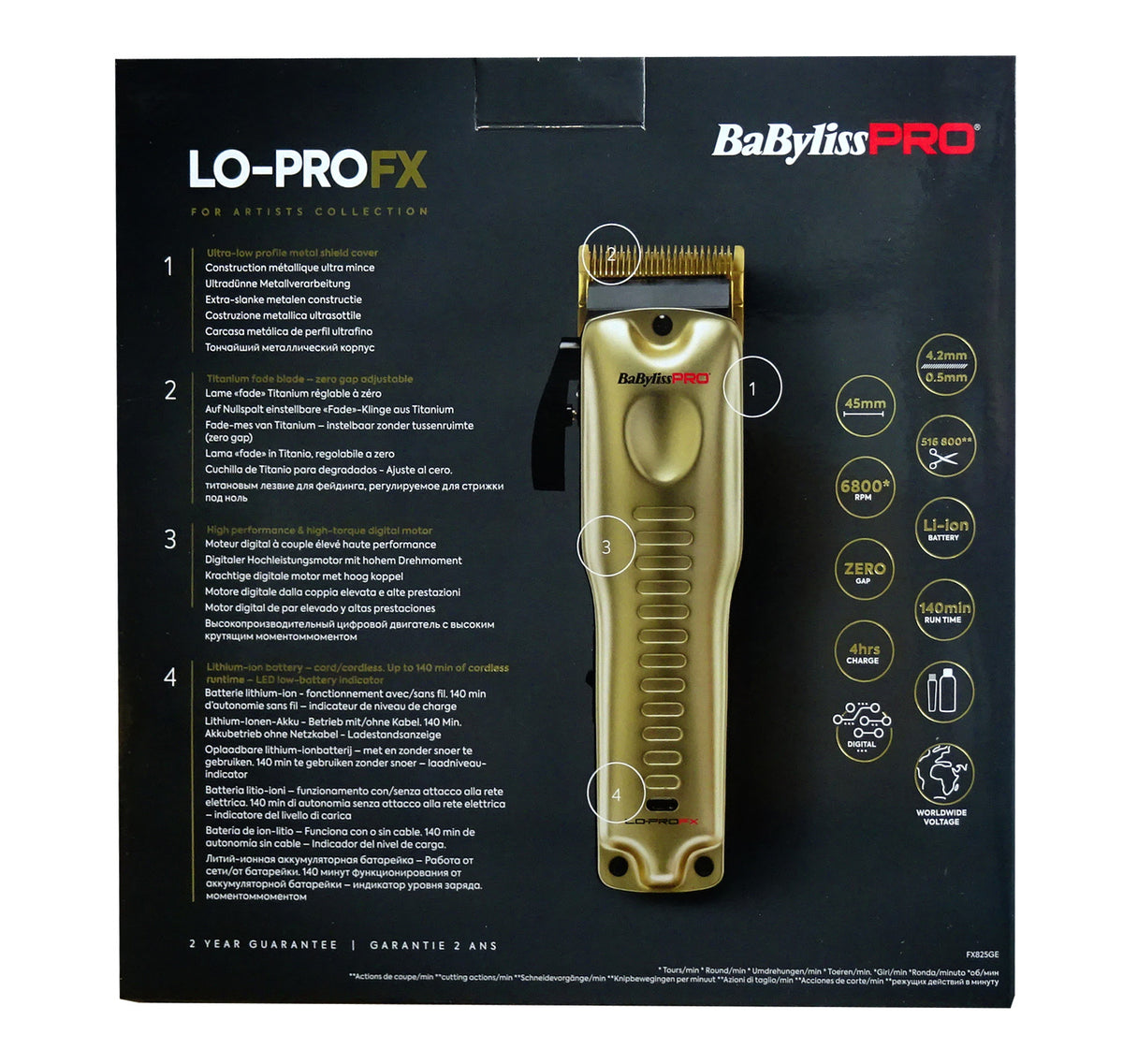 BaByliss PRO FX825GE LOPROFX GOLD Clipper Netz/Akku Haarschneider