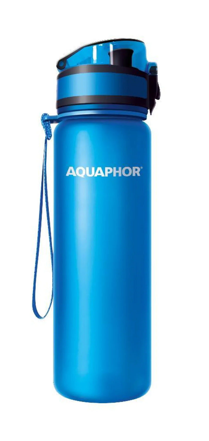 AQUAPHOR City Filterflasche 500ml Blau Flasche mit Wasserfilter für unterwegs