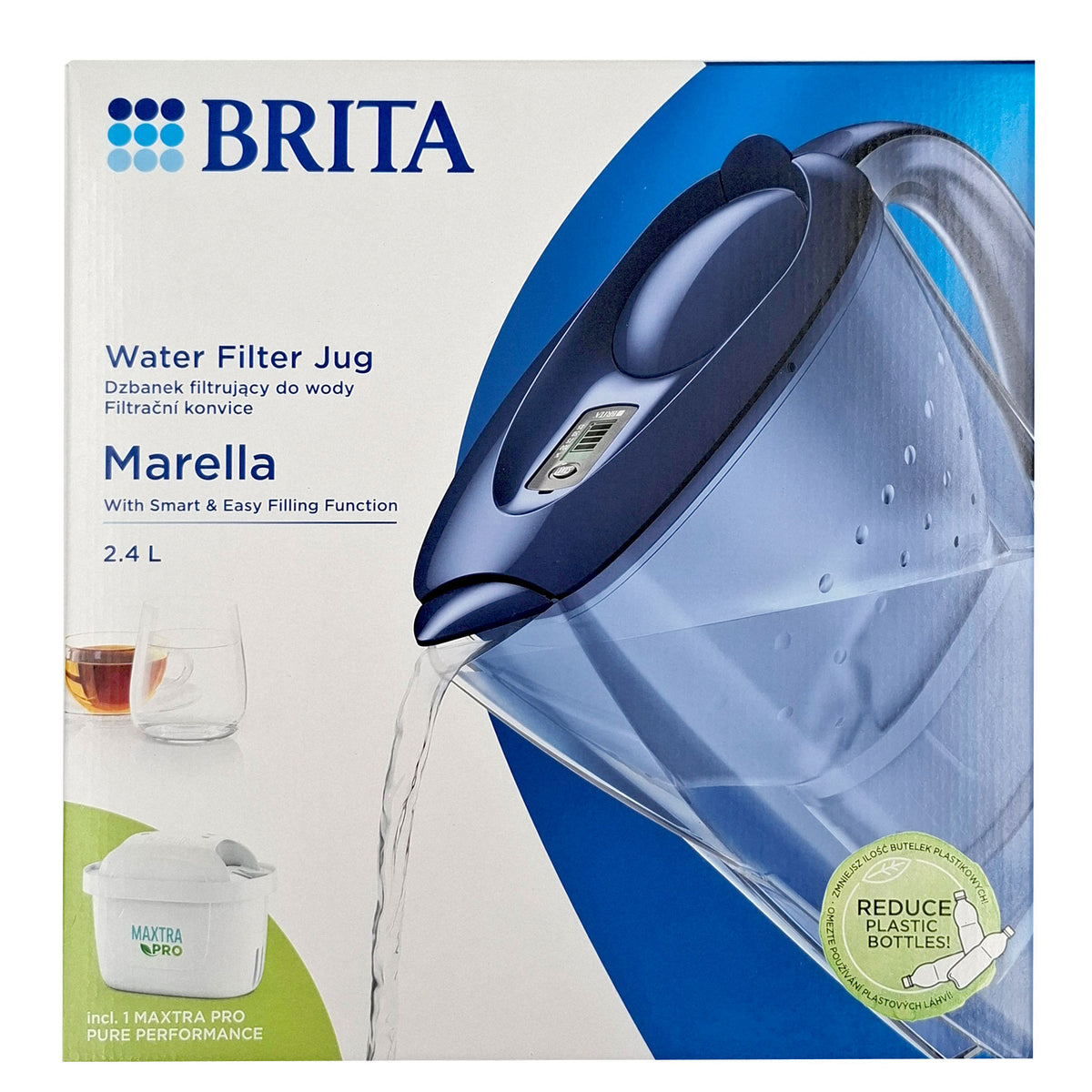 Brita Marella Cool Wasserfilter 2,4 L blau inkl. Maxtra PRO Filterkartusche