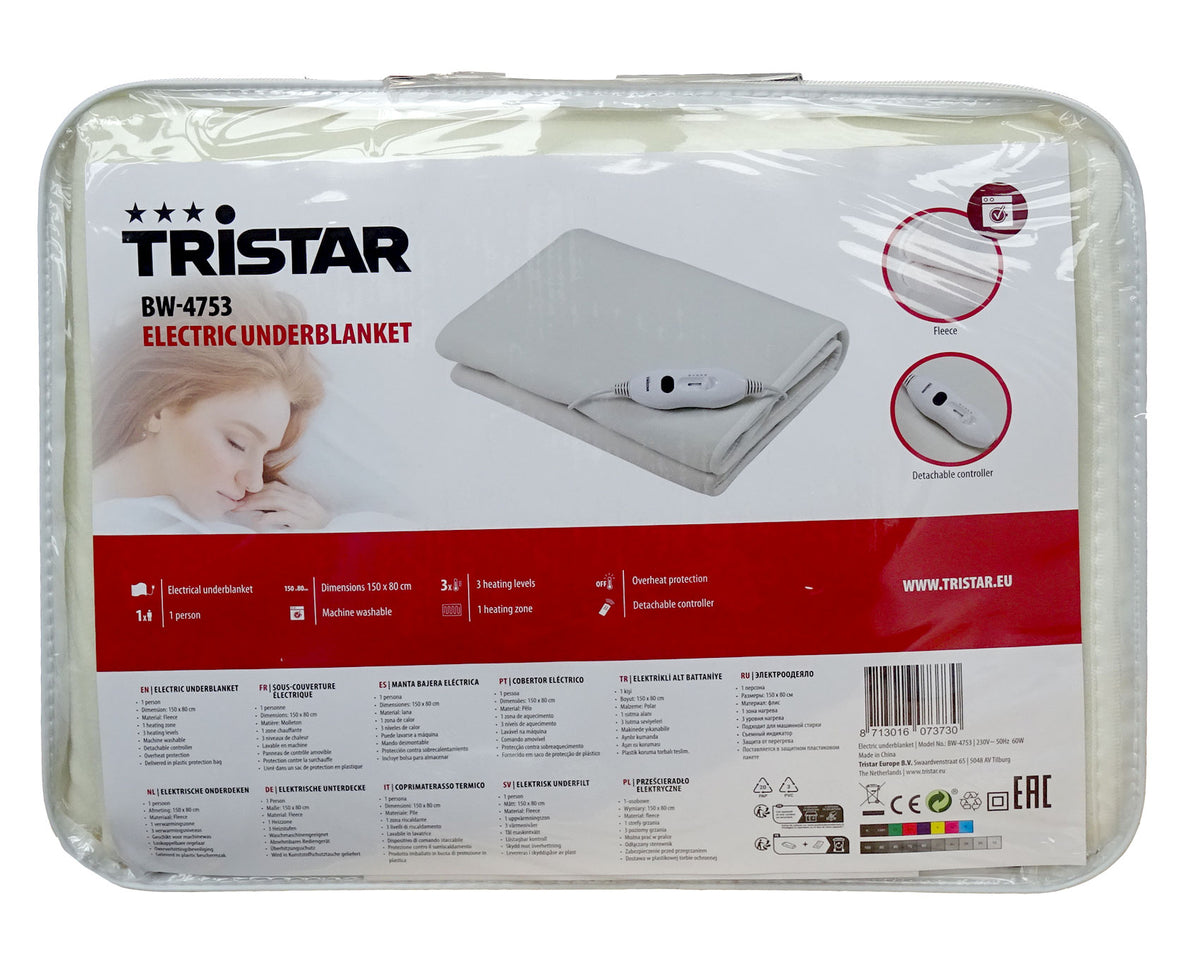 Tristar BW-4753 Elektrische Unterdecke, Vlies Heizdecke 150x80 cm