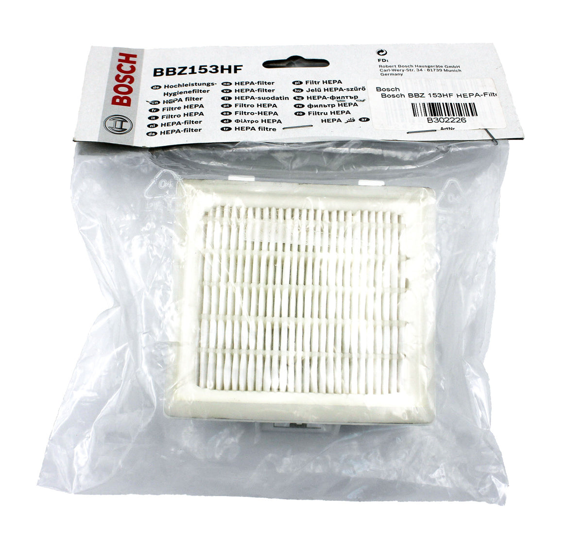 Bosch BBZ153HF HEPA-Filter für Bodenstaubsauger BSG6