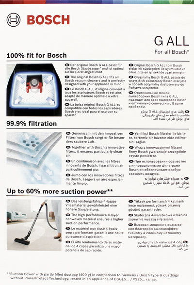Bosch BBZ41FGALL Typ G ALL Staubsaugerbeutel 4 Stück