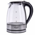Adler AD 1225 Wasserkocher 1,7 L Glas Edelstahl / schwarz / transparent