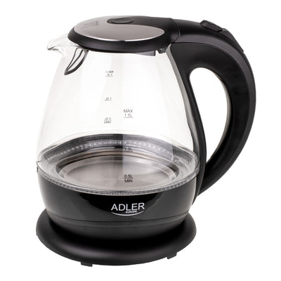 Adler AD 1224 Glas-Wasserkocher 1,5 L schwarz/transparent