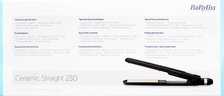 BaByliss ST089E Ceramic Straight 230 Haarglätter