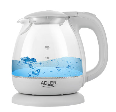 Adler AD 1283G Glas Wasserkocher 1 L 1100 Watt grau