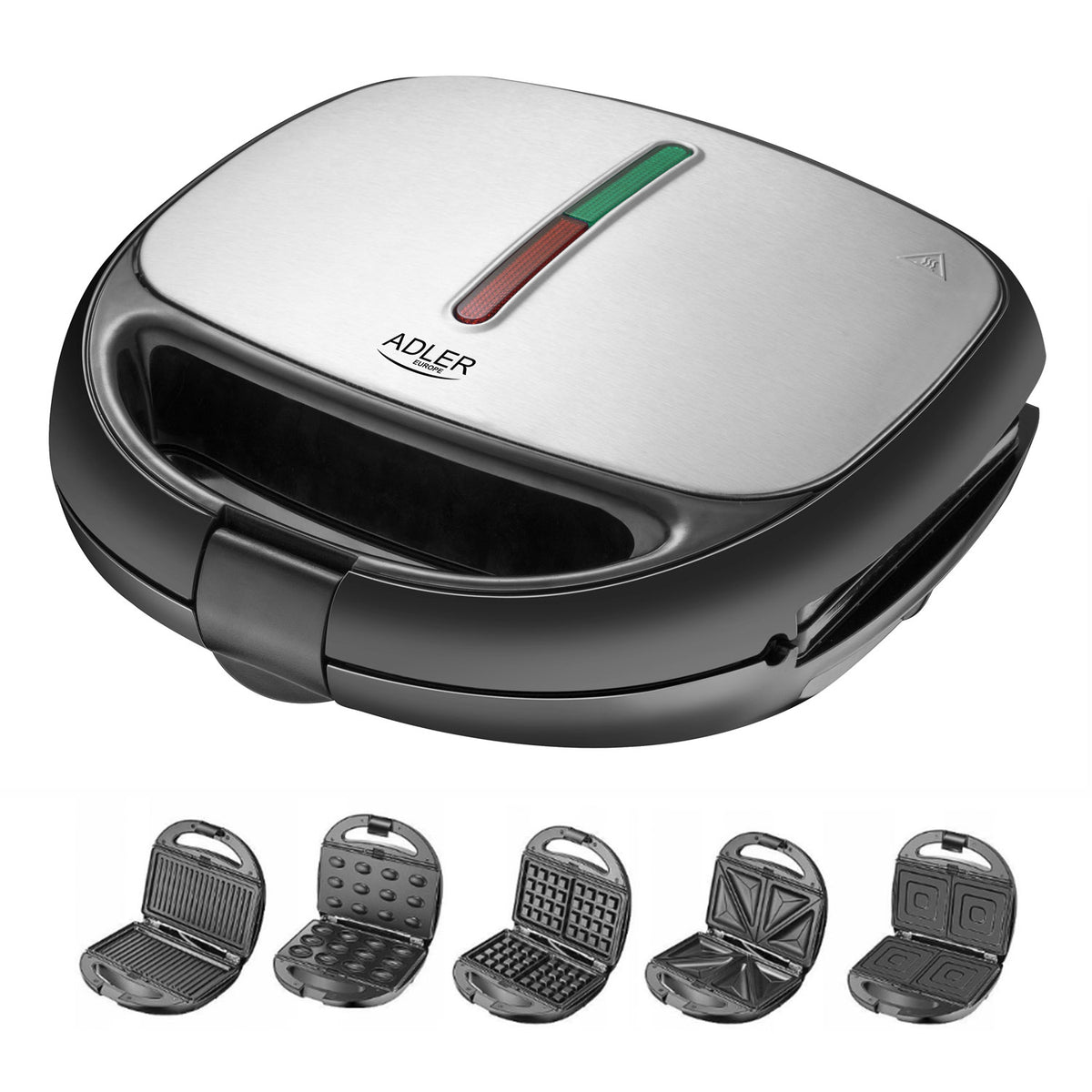 Adler AD 3040 Sandwichmaker 5in1 Kontaktgrill Waffeleisen Nuss-Maker