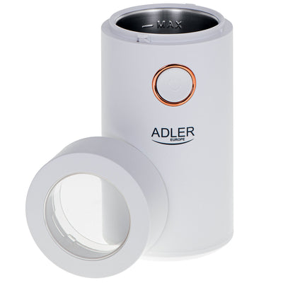 Adler AD 4446wg elektrische Kaffeemühle 150 Watt Einmalige Mahlleistung 75 g weiß