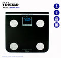 Tristar WG-2424 Personenwaage, Körperfett, Wasseranteil, Muskel- u. Knochenmasse, Glas schwarz bis 150kg