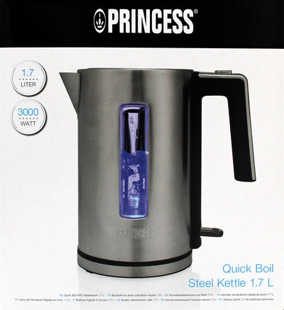 Princess 236046 Wasserkocher 1,7L Edelstahl/Schwarz