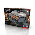 Adler AD 6610 Elektrogrill Tischgrill mit Glasdeckel 2 Grillflächen flach/gekerbt