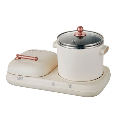 Adler AD 6421 2-in-1-Frühstücksstation Grillfläche und Kochplatte inkl Topf