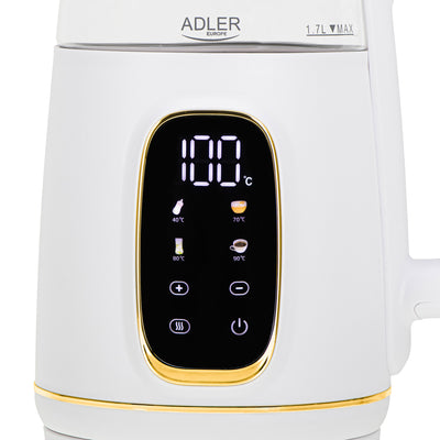 Adler AD 1305wg Wasserkocher 1,7L mit Temperatureinstellung weiß/gold