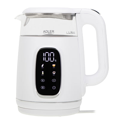 Adler AD 1305ws Wasserkocher 1,7L mit Temperatureinstellung weiß / silber