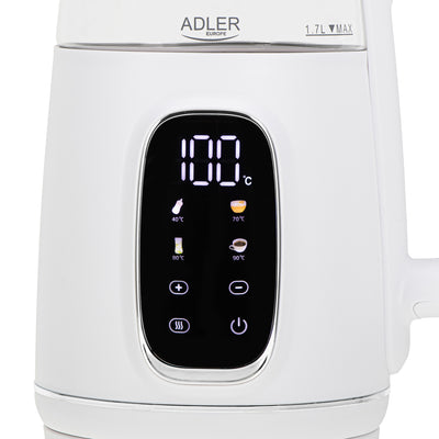 Adler AD 1305ws Wasserkocher 1,7L mit Temperatureinstellung weiß / silber