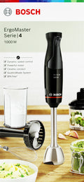 Bosch MSM4B623 Serie4 ErgoMaster Stabmixer-Set 1000W Piano black
