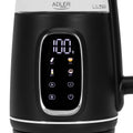 Adler AD 1305bs Wasserkocher Glas, LED-Anzeige, Temperaturreglung, 1,7L schwarz/silber 2200W