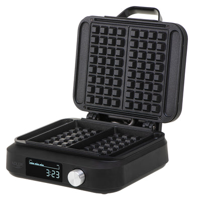 Adler AD 3087 Waffeleisen mit LED-Anzeige für 2 Waffeln, schwarz, 1500W