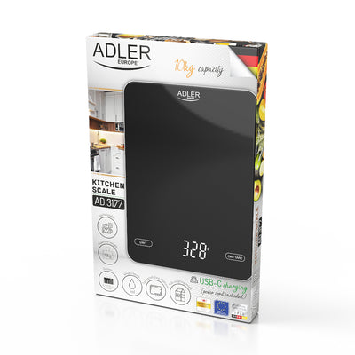 Adler AD 3177b Akku-Küchenwaage schwarz, USB, bis 10 kg