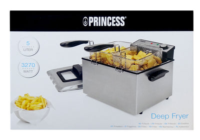 Princess 185000 Fritteuse mit drei Frittierkörben 5L Edelstahl