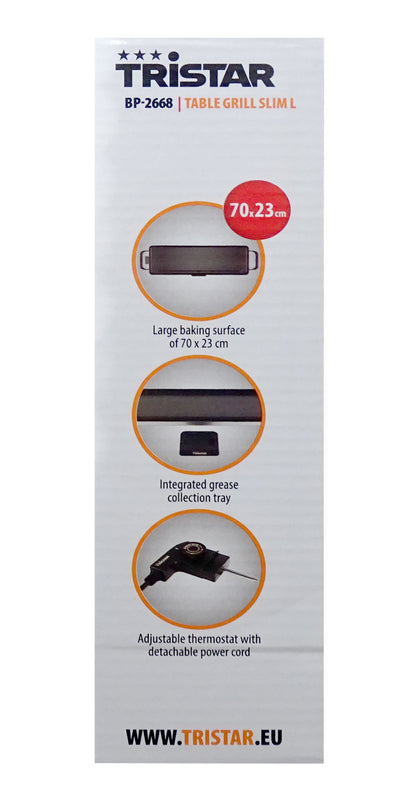 Tristar BP-2668 Tischgrill Slim L Grillfläche 70x23 cm