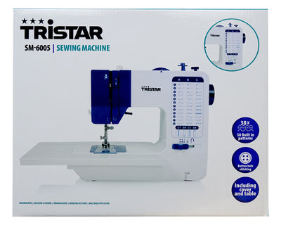 Tristar SM-6005 Nähmaschine, 38 integrierte Stichmuster, LED-Beleuchtung