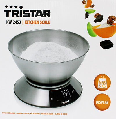 Tristar KW-2453 Küchenwaage bis 5kg mit 2-Liter-Messbecher Edelstahl