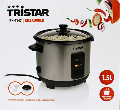 Tristar RK-6147 Reiskocher 1,5L Silber/Schwarz 500W