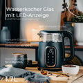 Adler AD 1305 BG black gold Wasserkocher Glas mit LED-Anzeige und Temperaturregelung 1,7L