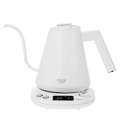 Adler AD 1349w Wasserkocher weiß 1 L mit langem Ausguss undTemperatureinstellung