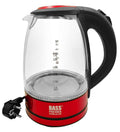 Bass Polska BH 10360 Wasserkocher Glas 1,7 L rot/schwarz mit LED Beleuchtung