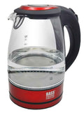 Bass Polska BH 10360 Wasserkocher Glas 1,7 L rot/schwarz mit LED Beleuchtung