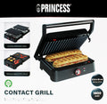 Princess 117502 Kontaktgrill schwarz Grillfläche 27,5x18 cm 1500W