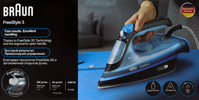 Braun FI3194BK FreeStyle3 Dampfbügeleisen 2400W schwarz/blau