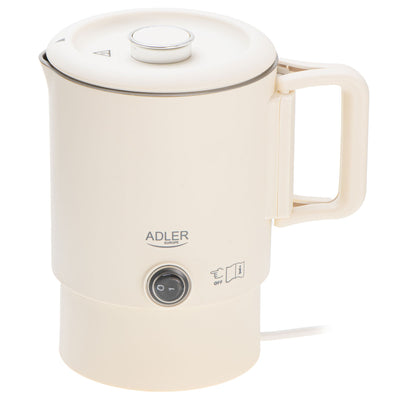 Adler AD 1388b Reise-Wasserkocher beige 0,8L 650W klappb. Griff verstaubarer Sockel