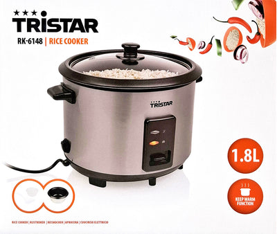 Tristar RK-6148 Reiskocher 1,8L Edelstahl/Schwarz 700W