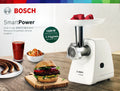 Bosch MFW2517W Fleischwolf 350W weiß mit Hobel- u. Entsafteraufsatz