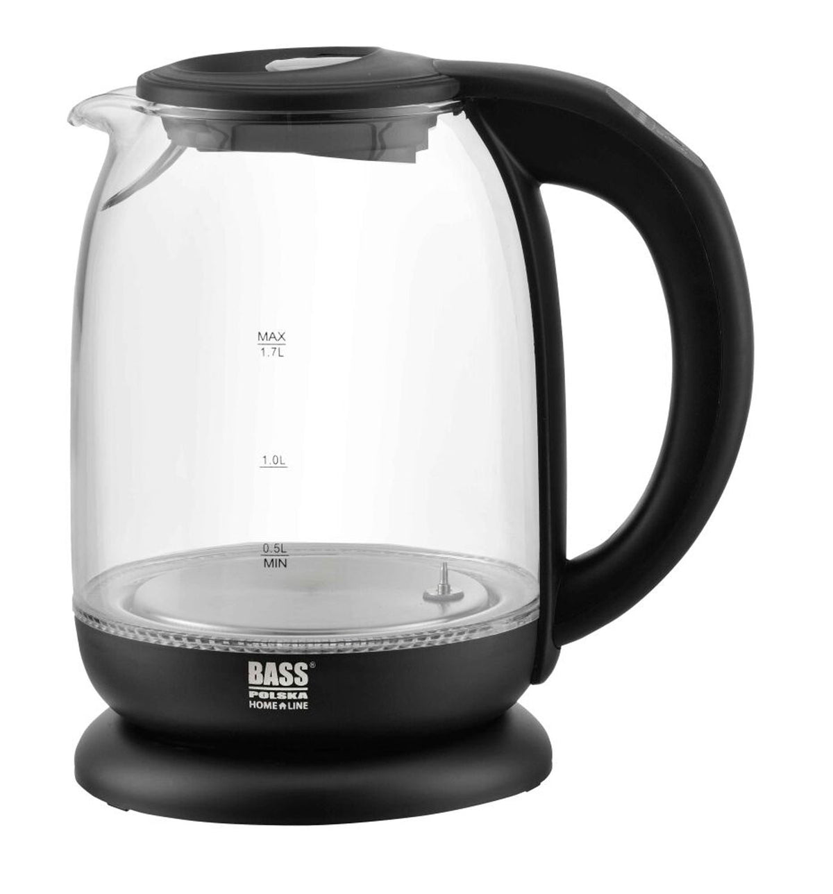 Bass Polska BH 10355 Glas-Wasserkocher 1,7L LED Temp. 60-100°C Schwarz
