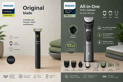 Philips MG7951/15 Trimmer 17-in-1 + Philips QP1424/10 OneBlade Face wet&dry