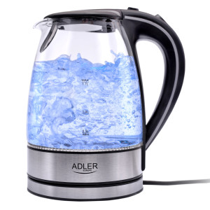 Adler AD 1225 Wasserkocher 1,7 L Glas Edelstahl / schwarz...