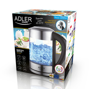 Adler AD 1247 Glas-Wasserkocher 1,7 L mit Temperatureinstellung