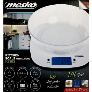 Mesko MS 3165 Küchenwaage mit Schüssel 1,4L