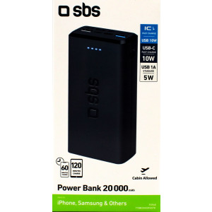 SBS Powerbank 20.000 mAh 2 USB 2.1 A Schwarz
