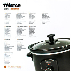 Tristar VS-3915 Slow Cooker, Schongarer