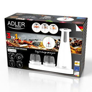 Adler AD 4449w Elektr. Salz- und Pfeffermühle 3in1 Mühle mit USB