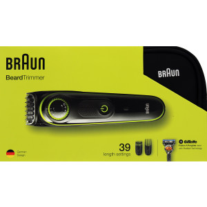 Braun BT3941TS Akku/Netz Barttrimmer mit Gillette Rasierer und Kulturtasche