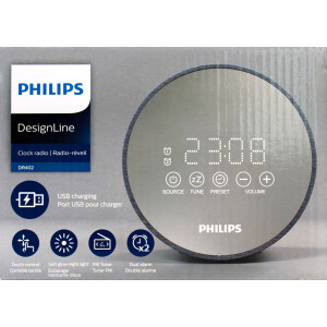 Philips TADR402/12 Radiowecker, Netzbetrieb, USB, Reserve-Batterie, grau