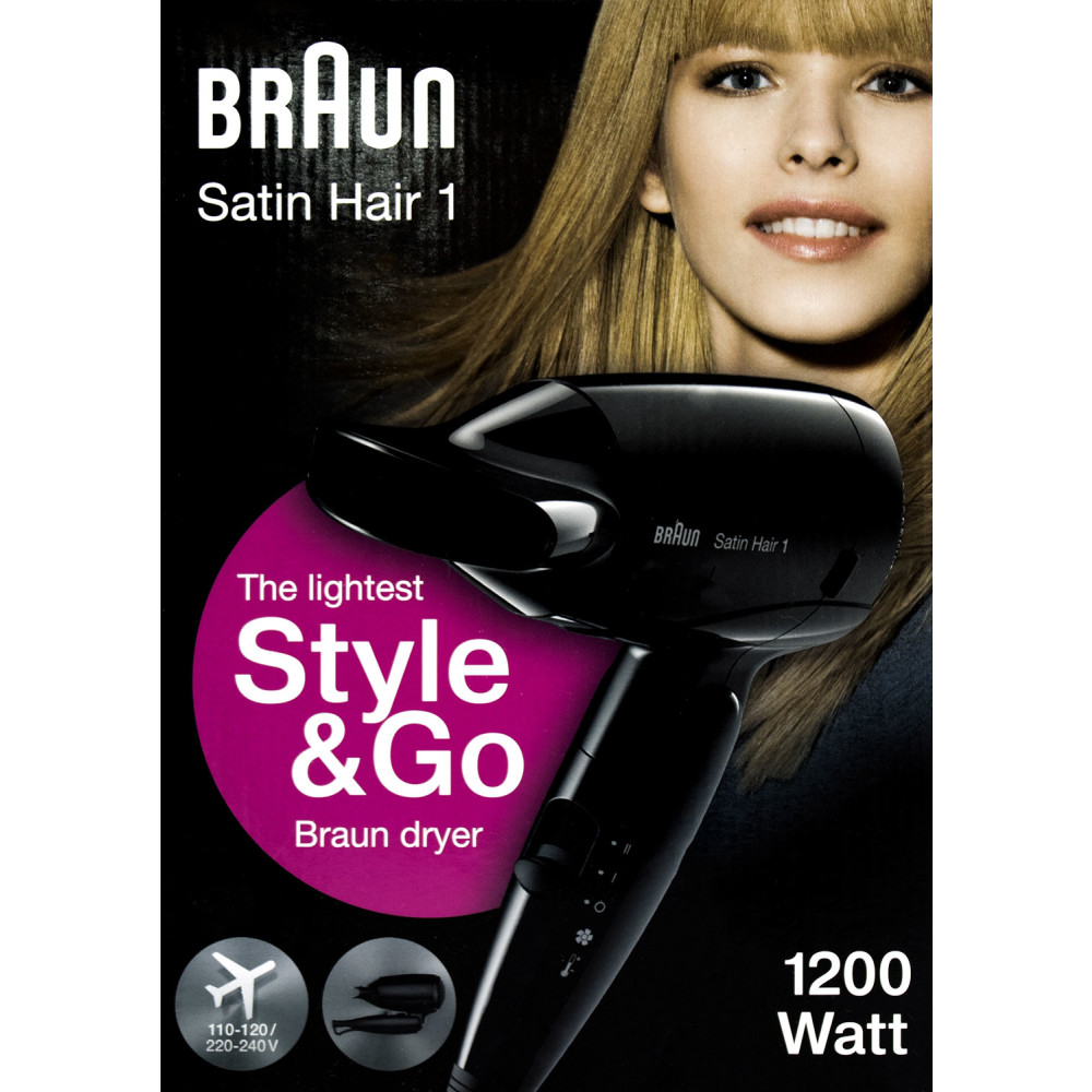 schwarz, HD Style&Go Braun 24,99 € 130 Reise-Haartrockner SatinHair1
